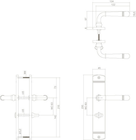 Intersteel Deurklink Helena op schild WC slot 63mm nikkel mat