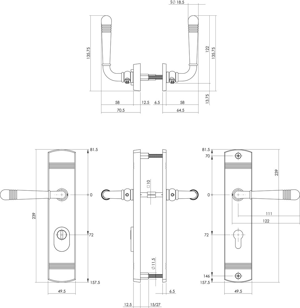 Intersteel Achterdeurbeslag Helena profielcilindergat 72mm met kerntrekbeveiliging zwart Intersteel Achterdeurbeslag Helena profielcilindergat 72mm met kerntrekbeveiliging zwart