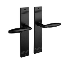 De Oude Deurklink Geveerde deurklink set Retro mat zwart schild