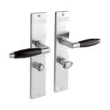 De Oude Deurklink Deurklink Retro geveerd mat nikkel op schild met wc slot 63/8 mm