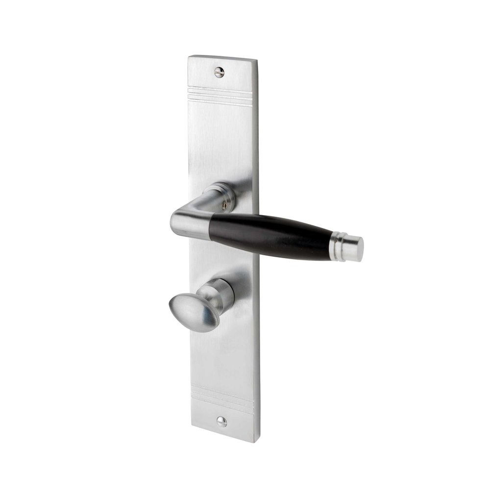 De Oude Deurklink Deurklink Retro geveerd mat nikkel op schild met wc slot 63/8 mm | De Oude Deurklink jaren 30 deurbeslag