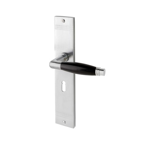 De Oude Deurklink Geveerde klassieke deurklink op schild mat nikkel met sleutelgat 55mm