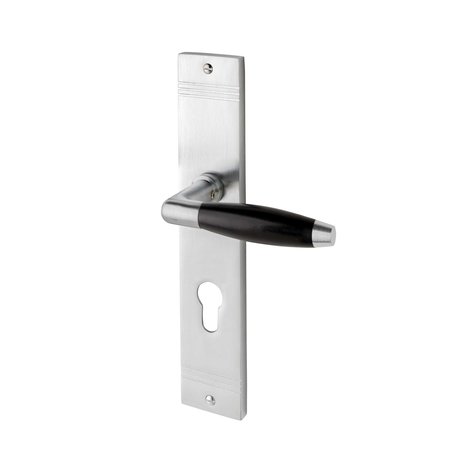 De Oude Deurklink Deurklink Retro geveerd schild mat nikkel cilindergat 72mm | De Oude Deurklink jaren 30 deurbeslag