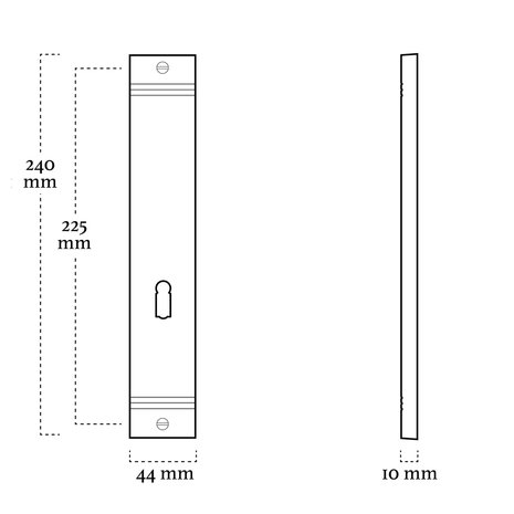 De Oude Deurklink Retro blindschild mat zwart voor meterkast- en kastdeuren
