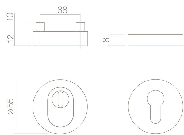 Intersteel Veiligheidsrozet SKG3 rond kerntrekbeveiliging geborsteld RVS Intersteel Veiligheidsrozet SKG3 rond kerntrekbeveiliging geborsteld RVS