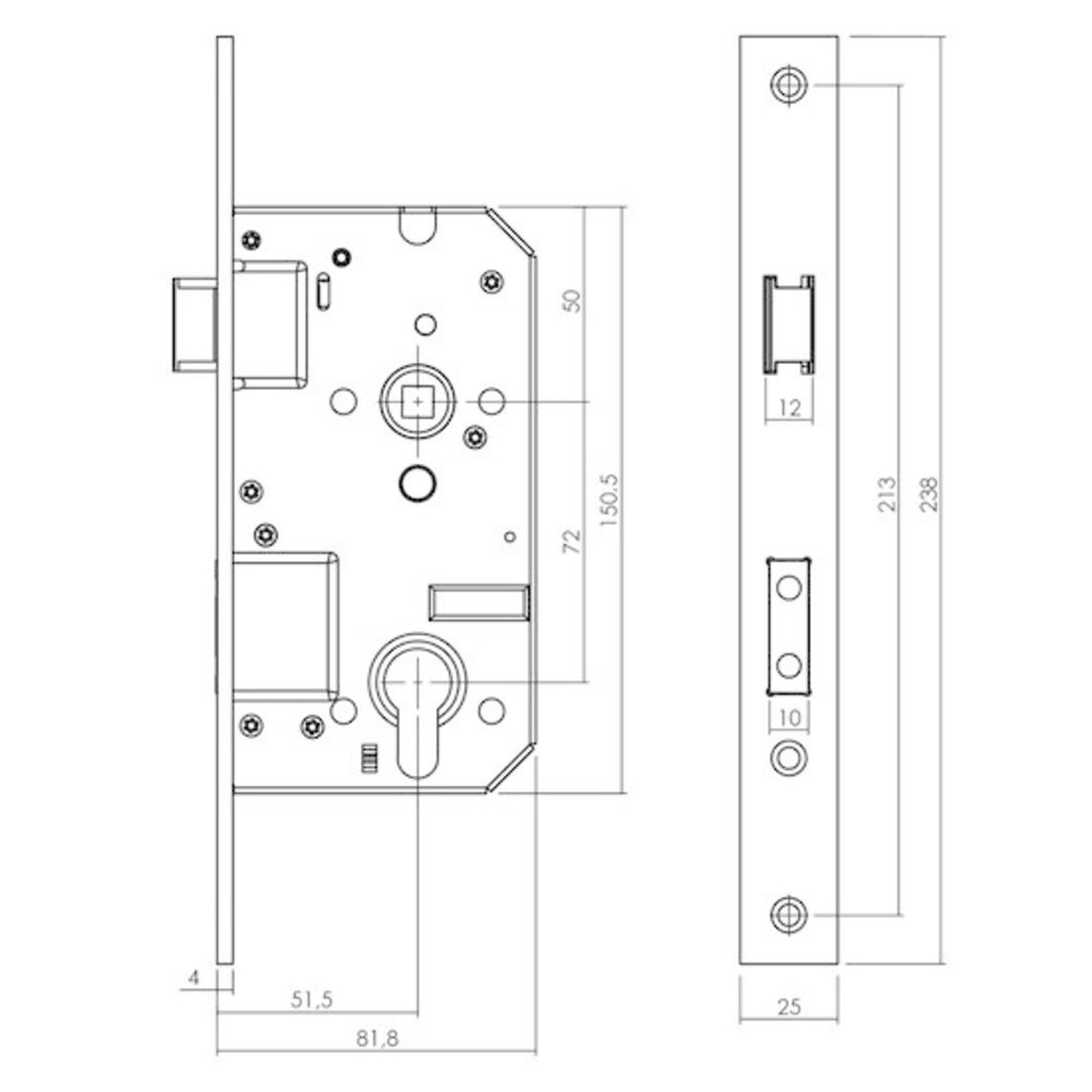 Dulimex Veiligheidsslot skg2 profielcilindergat 72mm met rechthoekige voorplaat 25x238mm Dulimex Veiligheidsslot skg2 profielcilindergat 72mm met rechthoekige voorplaat 25x238mm