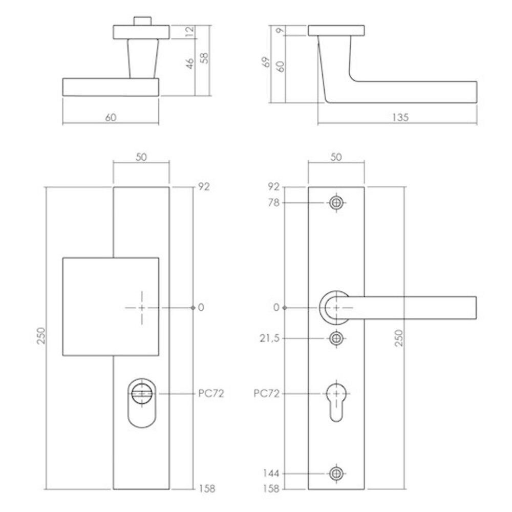 Intersteel Intersteel Veiligheidsbeslag SKG3 mat zwart PC72mm kerntrekbeveiliging