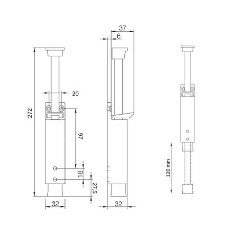 Dulimex Luxe deurvastzetter met schootuitslag van 120 mm zwart Dulimex Luxe deurvastzetter met schootuitslag van 120 mm zwart
