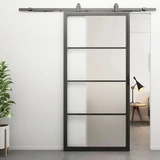 Loftdeur Stalen schuifdeur 4-vaks met Mat glas Incl. schuifdeursysteem Loftdeur Stalen schuifdeur 4-vaks met Mat glas Incl. schuifdeursysteem