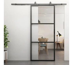 Loftdeur Stalen schuifdeur 3-vaks met helder glas Incl. schuifdeursysteem Loftdeur Stalen schuifdeur 3-vaks met helder glas Incl. schuifdeursysteem