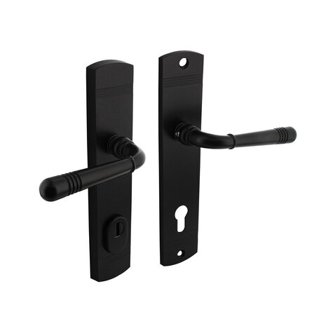 Intersteel Intersteel Achterdeurbeslag Helena mat zwart PC92mm kerntrekbeveiliging | De Oude Deurklink klassiek buitendeurbeslag