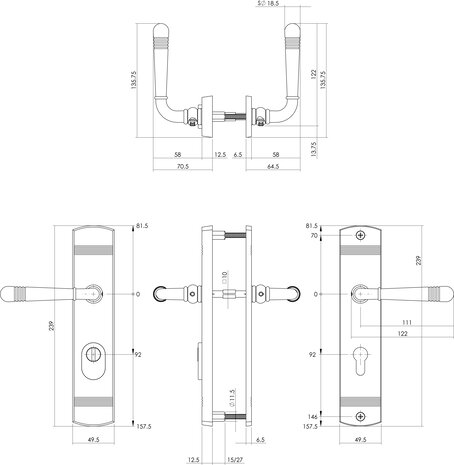 Intersteel Intersteel Achterdeurbeslag Helena mat zwart PC92mm kerntrekbeveiliging | De Oude Deurklink klassiek buitendeurbeslag