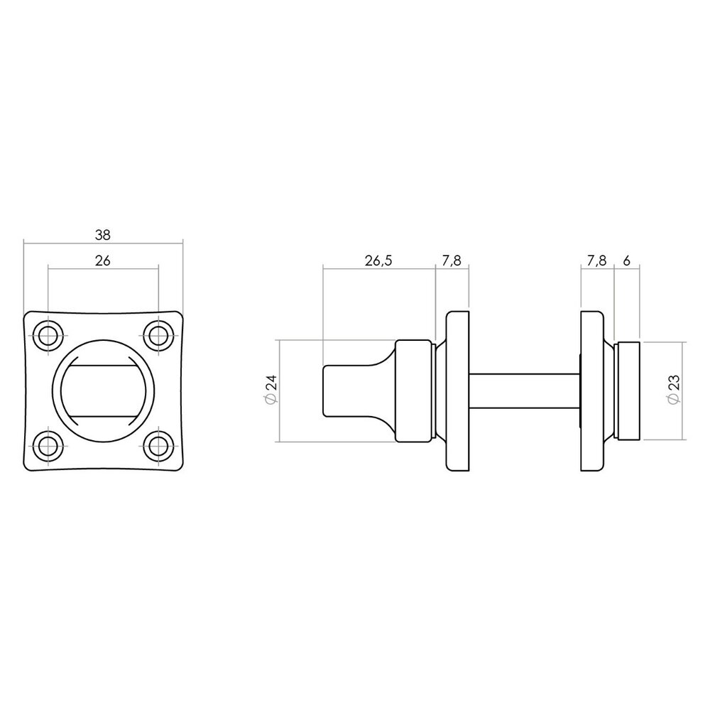 Intersteel Intersteel WC-slot messing getrommeld schroefgaten | De Oude Deurklink jaren 30 deurbeslag