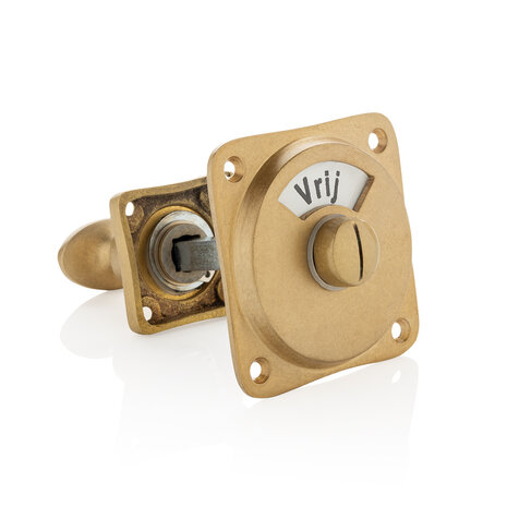 De Oude Deurklink WC Slot - Draaiknop vrij-bezet messing getrommeld | De Oude Deurklink jaren 30 toiletsluiting