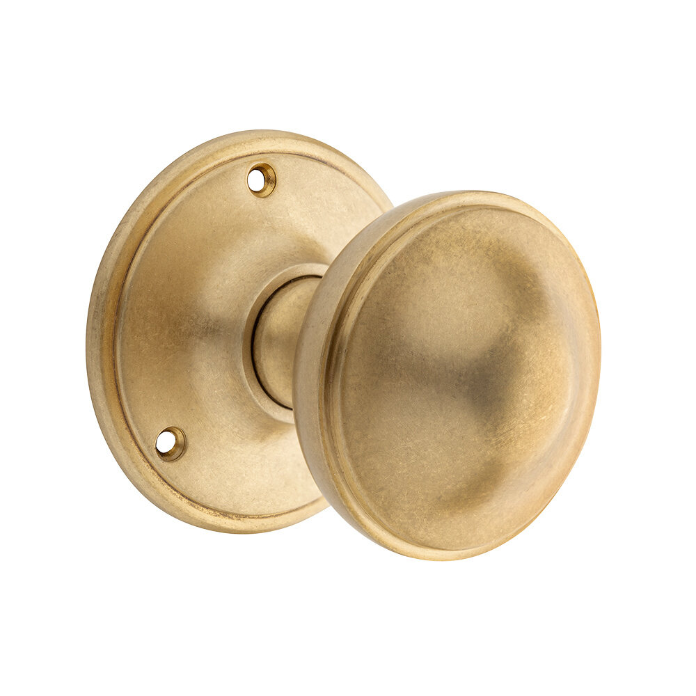 De Oude Deurklink Vaste deurknop 80mm in messing getrommeld