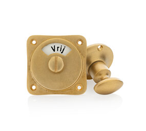 De Oude Deurklink WC rond draaiknop vrij-bezet messing getrommeld