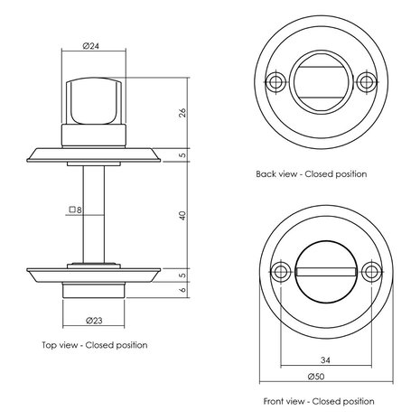 Intersteel WC slot rond schroefgaten messing getrommeld Intersteel WC slot rond schroefgaten messing getrommeld