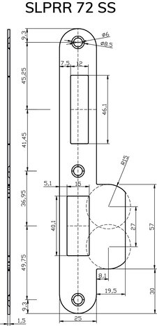 Dulimex Sluitplaat voor veiligheidsslot skg2 profielcilindergat 72 mm