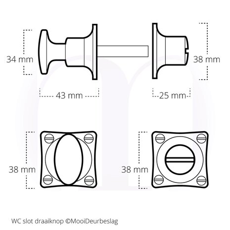 De Oude Deurklink Klassiek geveerd mat nikkel vierkant met wc slot De Oude Deurklink Klassiek geveerd mat nikkel vierkant met wc slot