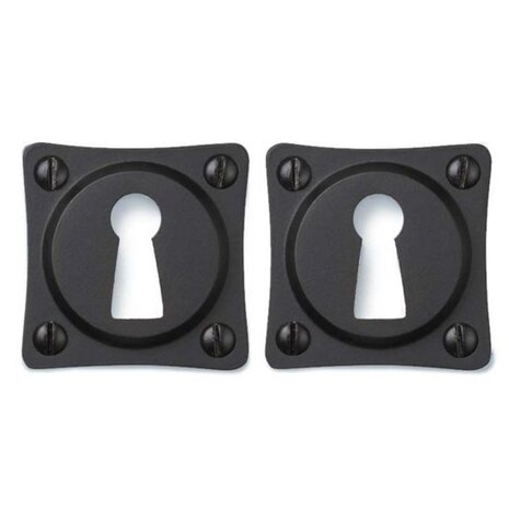 De Oude Deurklink Klassiek geveerd mat zwart vierkant met sleutelrozet De Oude Deurklink Klassiek geveerd mat zwart vierkant met sleutelrozet