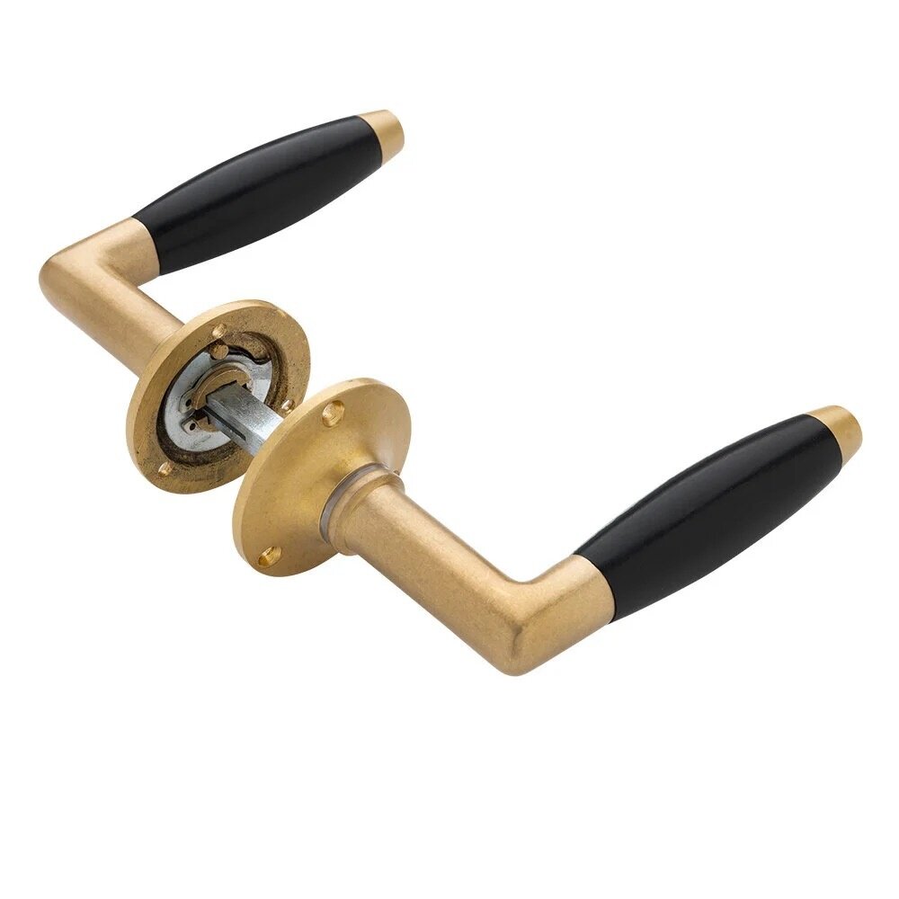 De Oude Deurklink Deurklink Klassiek Geveerd - Messing getrommeld - WC slot - Rond De Oude Deurklink Deurklink Klassiek Geveerd - Messing getrommeld - WC slot - Rond