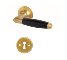 De Oude Deurklink Geveerde deurklink set Klassiek messing getrommeld vierkant met sleutelrozetten