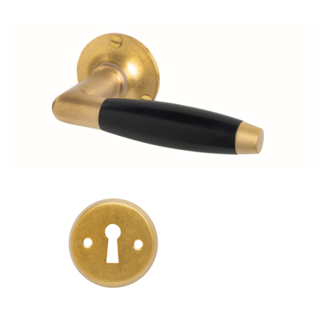 De Oude Deurklink Deurklink Klassiek Geveerd - Messing getrommeld - Sleutelrozet - Rond De Oude Deurklink Deurklink Klassiek Geveerd - Messing getrommeld - Sleutelrozet - Rond