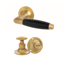 De Oude Deurklink Deurklink Klassiek Geveerd, Messing getrommeld, WC slot