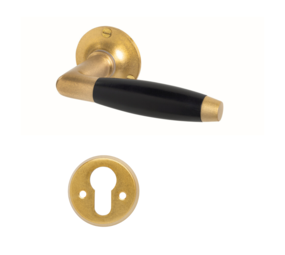 De Oude Deurklink Deurklink Klassiek Geveerd, Messing getrommeld met Cilinderrozet, Rond De Oude Deurklink Deurklink Klassiek Geveerd, Messing getrommeld met Cilinderrozet, Rond
