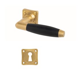 De Oude Deurklink Deurklink Klassiek Geveerd, Messing getrommeld met Sleutelrozet, Vierkant