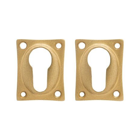 De Oude Deurklink Deurklink klassiek geveerd, messing getrommeld, cilinderrozet, vierkant