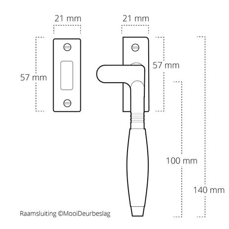 De Oude Deurklink Raamsluiting retro palissander mat zwart rechts De Oude Deurklink Raamsluiting retro palissander mat zwart rechts