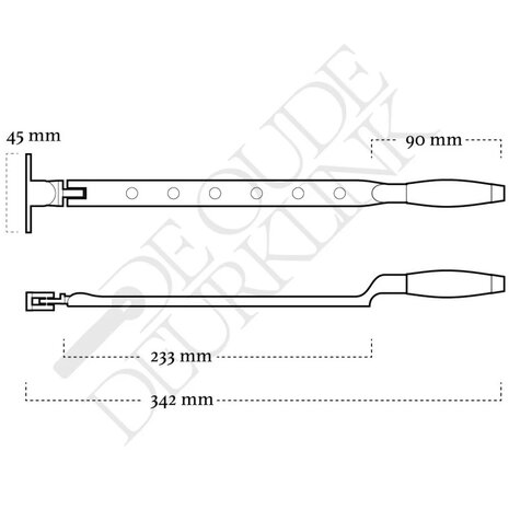 De Oude Deurklink Raamuitzetter retro palissander mat nikkel De Oude Deurklink Raamuitzetter retro palissander mat nikkel