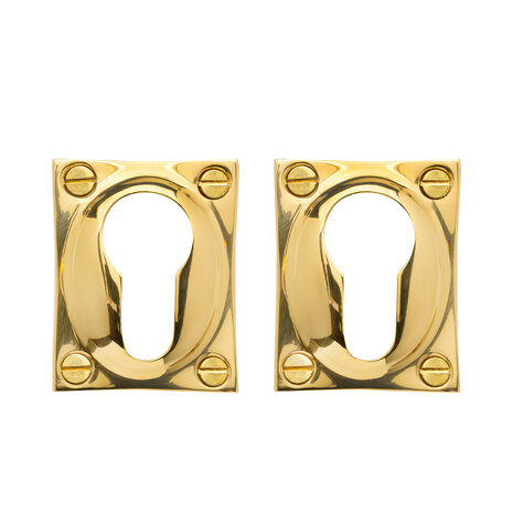 De Oude Deurklink Klassieke cilinder rozet rechthoekig messing gelakt