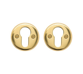 De Oude Deurklink Cilinder rozet rond messing gelakt