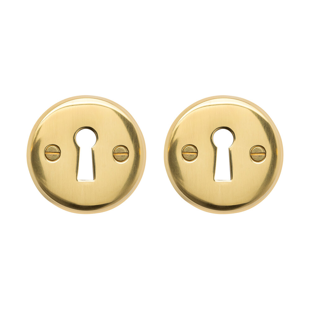 De Oude Deurklink Klassieke sleutel rozet rond messing gelakt De Oude Deurklink Klassieke sleutel rozet rond messing gelakt