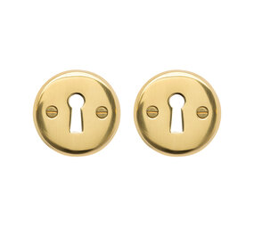 De Oude Deurklink Klassieke sleutel rozet rond messing gelakt De Oude Deurklink Klassieke sleutel rozet rond messing gelakt