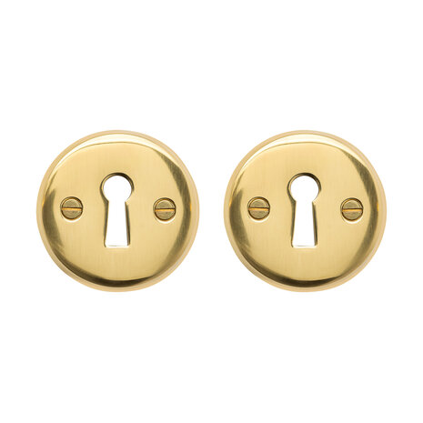 De Oude Deurklink Klassieke sleutel rozet rond messing gelakt De Oude Deurklink Klassieke sleutel rozet rond messing gelakt