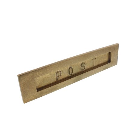 Intersteel Intersteel Brievenbus voordeur rechthoekig met klep messing getrommeld "POST" | De Oude Deurklink Intersteel Intersteel Brievenbus voordeur rechthoekig met klep messing getrommeld "POST" | De Oude Deurklink