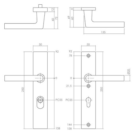 Intersteel Veiligheidsbeslag kerntrekbeveiliging skg3 profielcilinder 55 mm rechthoekig zwart