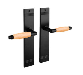 De Oude Deurklink Deurklink set Retro mat zwart schild