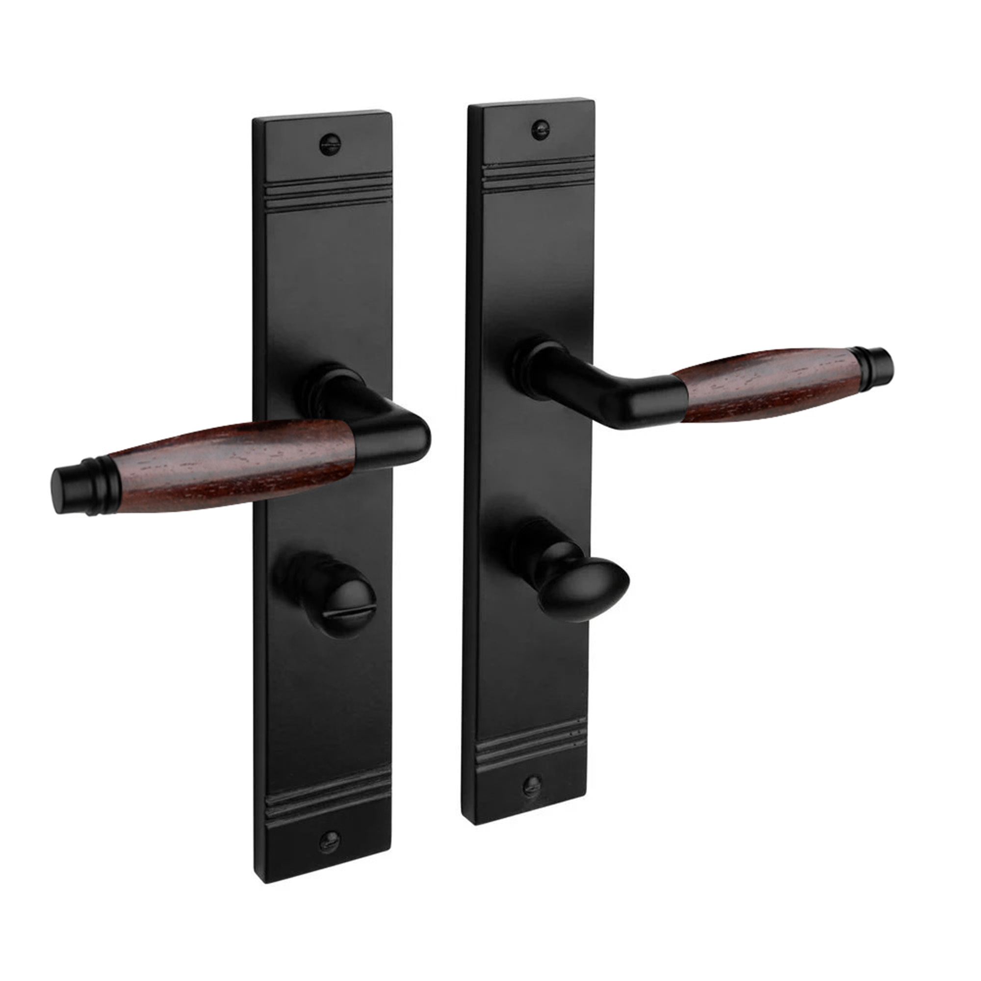 De Oude Deurklink Deurklink Retro palissander zwart op schild WC slot 63 8mm