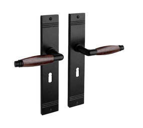 De Oude Deurklink Deurklink Retro palissander zwart op schild met sleutelgat PC 55mm De Oude Deurklink Deurklink Retro palissander zwart op schild met sleutelgat PC 55mm