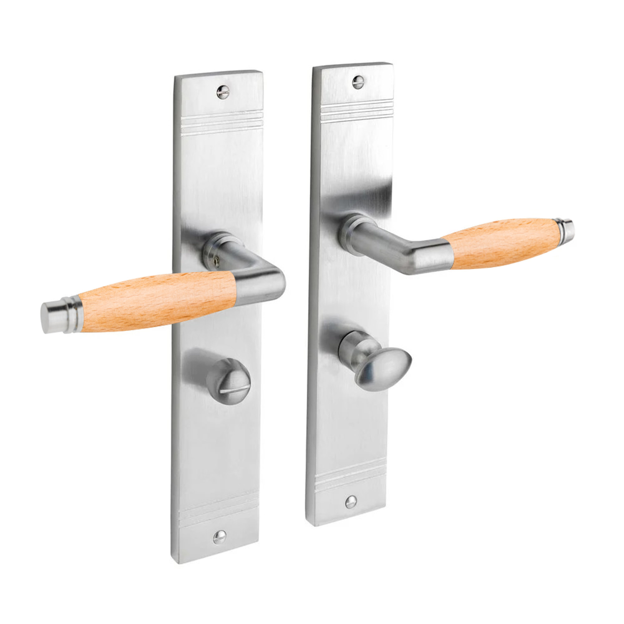 De Oude Deurklink Deurklink Retro mat nikkel eikenhout op schild WC slot 63 8 mm