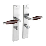 De Oude Deurklink Deurklink Retro palissander geveerd mat nikkel op schild WC slot 63/8 mm