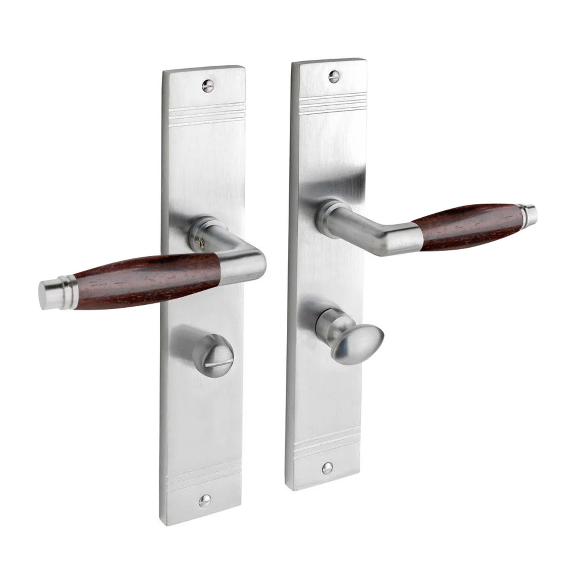 De Oude Deurklink Deurklink Retro palissander mat nikkel op schild WC slot 63 8 mm