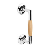 De Oude Deurklink Handgreep 195mm rond rozet nikkel/eikenhout