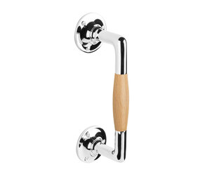 De Oude Deurklink Handgreep 195mm rond rozet nikkel/eikenhout De Oude Deurklink Handgreep 195mm rond rozet nikkel/eikenhout