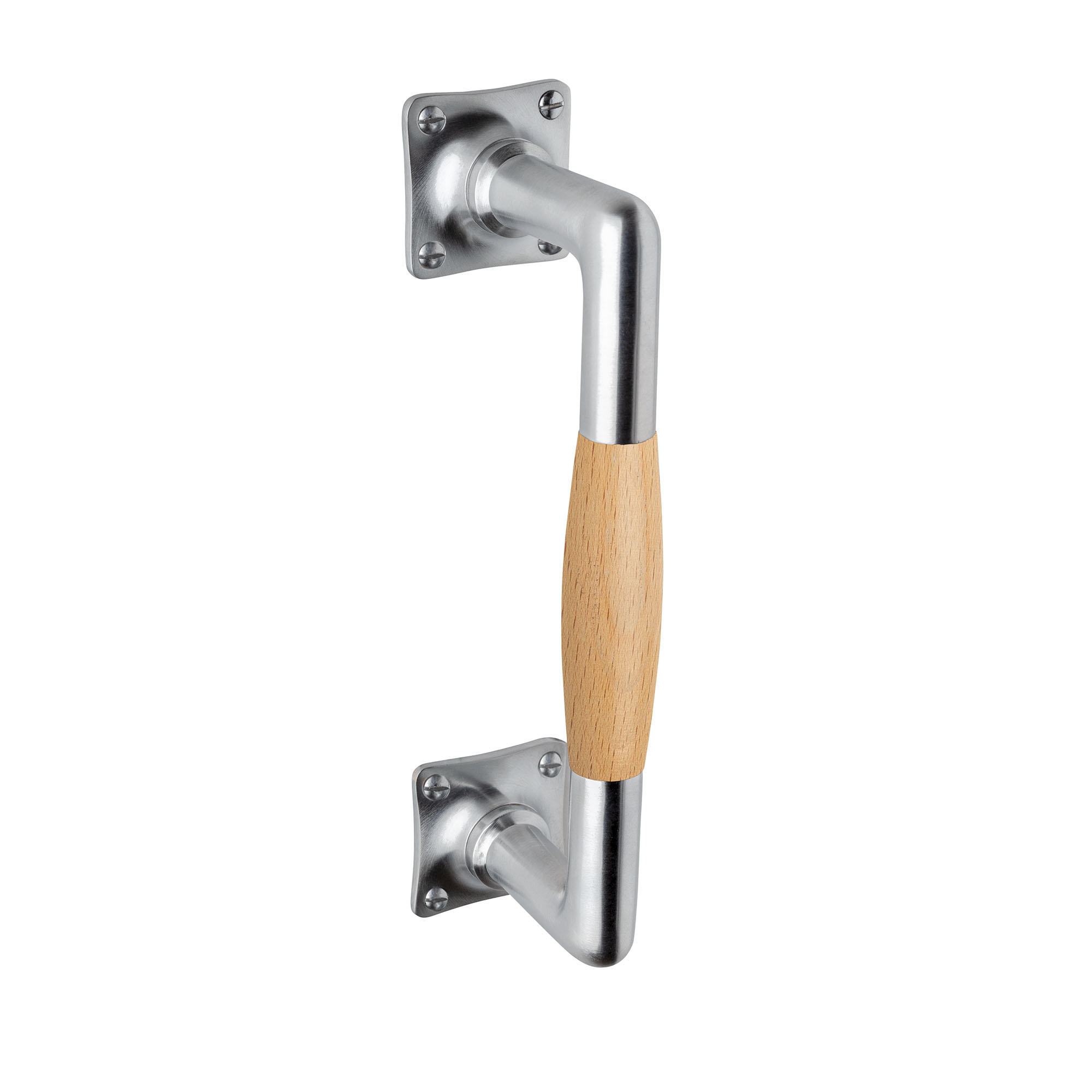 De Oude Deurklink Handgreep 185mm vierkant rozet mat nikkel eikenhout