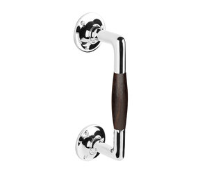 De Oude Deurklink Handgreep palissander 195mm rond rozet nikkel De Oude Deurklink Handgreep palissander 195mm rond rozet nikkel